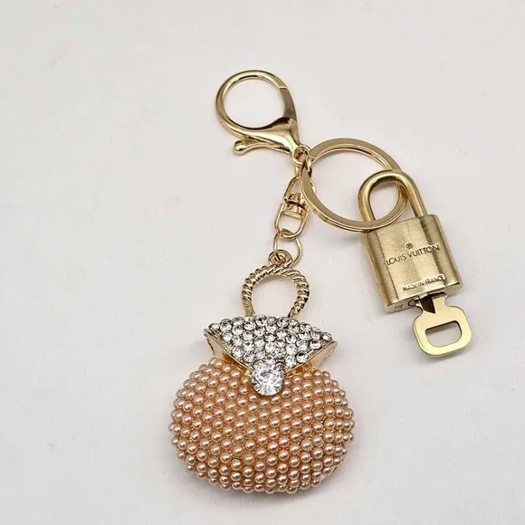 Authentic LV Gold Padlock & Key Set ✨ Luxury Bag Charm w/ Unbranded Keychain - Picture 5 of 8